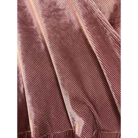 Express Mauve Velvet Pleated Long Sleeve Dress Party Cocktail Evening Formal - Picture 2 of 8